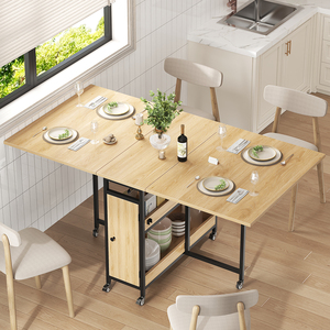 Oem <strong>Drop</strong> <strong>Leaf</strong> Wooden Dining <strong>Table</strong> Desk With Bookshelf and Wheels Multifunctional Foldable Work <strong>Table</strong> for Home Office Study Room - Product Image 6