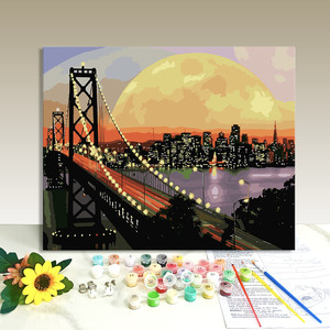 Paint by Numbers <b>Canvas</b> Kit City Bridge Sunset Scenery Modern Digital Printing Rectangle Handmade Art DIY - Product Image 1