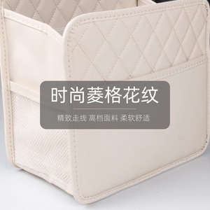 Car <b>Seat</b> Back <b>Storage</b> Bag Leather Multi Functional Organizer For Car Interior With Mesh Pocket And Quilted Design - Product Image 3