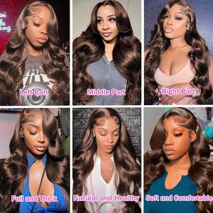 13x6 hd फीता ललालाट सफेद भारतीय बाल चॉकलेट शरीर की लहर मानव बालों को चपलता हुआ - Product Image 6