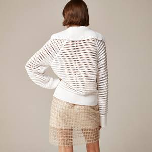 OEM <span class=keywords><strong>Pull</strong></span> à col <span class=keywords><strong>marin</strong></span> en crochet pour femmes à la mode personnalisé <span class=keywords><strong>Pull</strong></span> en tricot à rayures pour femmes <span class=keywords><strong>Pull</strong></span> polo avec design évidé - Product Image 6