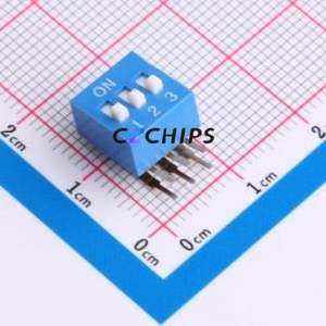 DA-03BP DIP Switch Through hole Component (THT) Switch ( Number of Switch Sections: 3 )( Lead Spacing: 2.54mm )( Color: Blue ) - Product Image 1