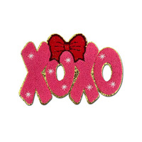 Patch Bordir Huruf Alfabet Fleksibel Chenille Besar Valentine, Patch XOXO Satu Bagian, Handuk Besar, Patch Setrika untuk Pakaian