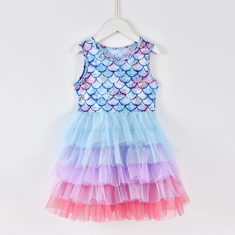 TT002 Girls Mermaid Design Sleeveless Dress Princess Dress for Kid Pageant  Gown Christmas Birthday Evening Party Wedding Costume