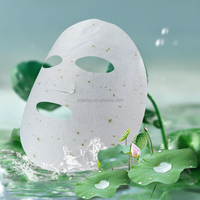 Masque facial anti-brillance en tissu non tissé spunlace vert haute pression à base de fibres de feuille de lotus, tissage uni, vente chaude