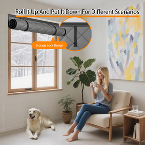 Couverture de fenêtre isolante thermiquement avec velcro plus large de 1,5 pouce pour une <span class=keywords><strong>isolation</strong></span> contre les courants d'air, économie d'énergie, gris pour <span class=keywords><strong>l</strong></span>'hiver - Product Image 2