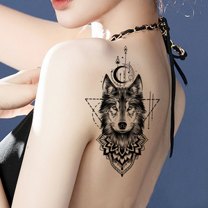 Sexy tribale braccio animale fiore tatuaggi temporanei per gli uomini e le donne bianco trasferibile adesivo di carta facile applicazione del corpo - Product Image 2