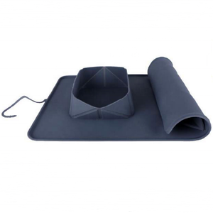 Portable Double Dog Bowl Set with Non-Slip <b>Silicone</b> <b>Mat</b> Solid Pattern Modern Design for Convenient Travel Dog Feeding - Product Image 5