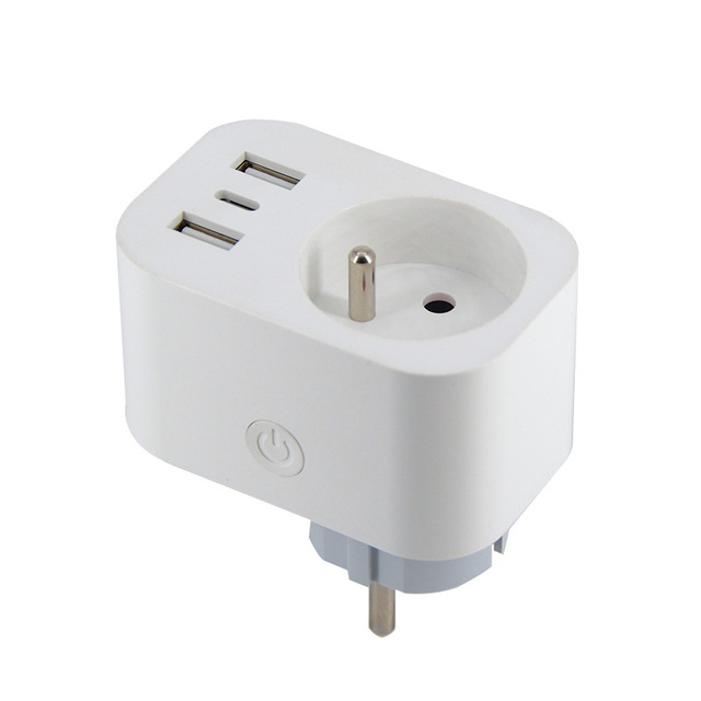 RSH WiFi FR 16A Smart Plug with ABS Plastic Type C Intelligent Socket Remote Control 2 USB a Output Ports Alexa Google Home