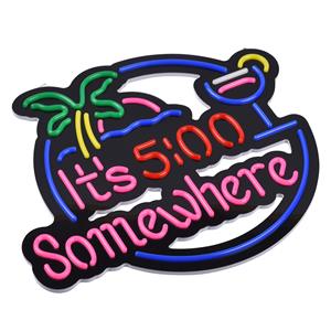 It's 5:00 Some Where & Palm LED Neon Sign Art Wall Lights para Bar Club Dormitorio Windows Glass Hotel Pub Cafe - Product Image 2