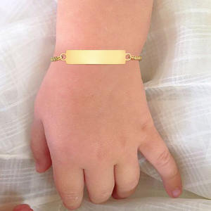 Nuovo stile <span class=keywords><strong>oro</strong></span> 18k in acciaio inox e bracciale identificativo personalizzato formato adulto e formato bambino bambino compleanno & natale gioielli regalo per le donne - Product Image 4