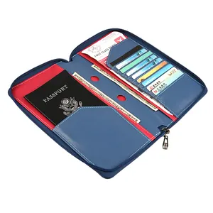 Organizer da viaggio personalizzato con cerniera portafoglio per passaporto in pelle PU borsa porta carte di credito ID tasca protettiva