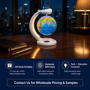 Globo Terrestre Levitante con Luce LED e Altoparlante, Orologio Rotante a 360°, Giocattolo Educativo di Geografia - Product Image 4