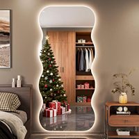 Miroir mural LED ondulé irrégulier moderne, miroir de dressing pleine longueur, miroir rétroéclairé HD pour la décoration de la maison, chambre, dressing, salon
