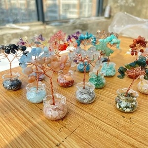 Améthyste naturelle cristal pierre précieuse argent arbre Feng Shui énergie élément décoratif Base en verre améliorant la richesse chance pour la décoration intérieure - Product Image 1