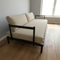 Multifunktionales Schmiedeeisen-Schlafsofa-Gestell mit Holzlatten, Minimalistisches Metalldesign für Schlafzimmer, Wohnzimmer, Apartment, Hotel