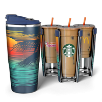 16Oz a 30OZ nuevo personalizado taza de café de acero inoxidable aislante puede enfriador termo diferentes marcas de café portavasos de plástico bajo MOQ