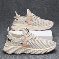 Nouvelles chaussures de marche athlétiques pour hommes, respirantes, confortables, en tissu maillé ajouré, toutes saisons, couleur unie, sans lacets, moulage par injection