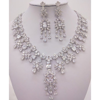 Parures de bijoux de mariage de luxe en diamant, style ethnique, avec collier et boucles d'oreilles en zircon jaune, bleu, vert, rouge, blanc, pour les fêtes