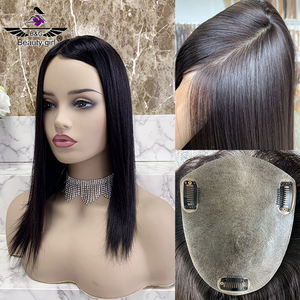All'ingrosso pronto per la spedizione, toupet per la pelle sottile, per le donne, con Clip naturale per parte del cuoio capelluto In Silicone, a base di capelli umani - Product Image 3