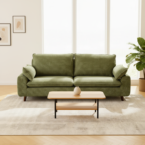 Canapé en tissu minimaliste nordique en forme de U, amovible et lavable, en velours côtelé, pour adultes, pour salon - Product Image 2