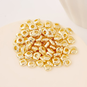 Cuentas espaciadoras de plata de forma irregular con acabado en oro de 18K que conservan el color, pulsera y collar de cuentas hechos a mano con cuentas a juego - Product Image 5