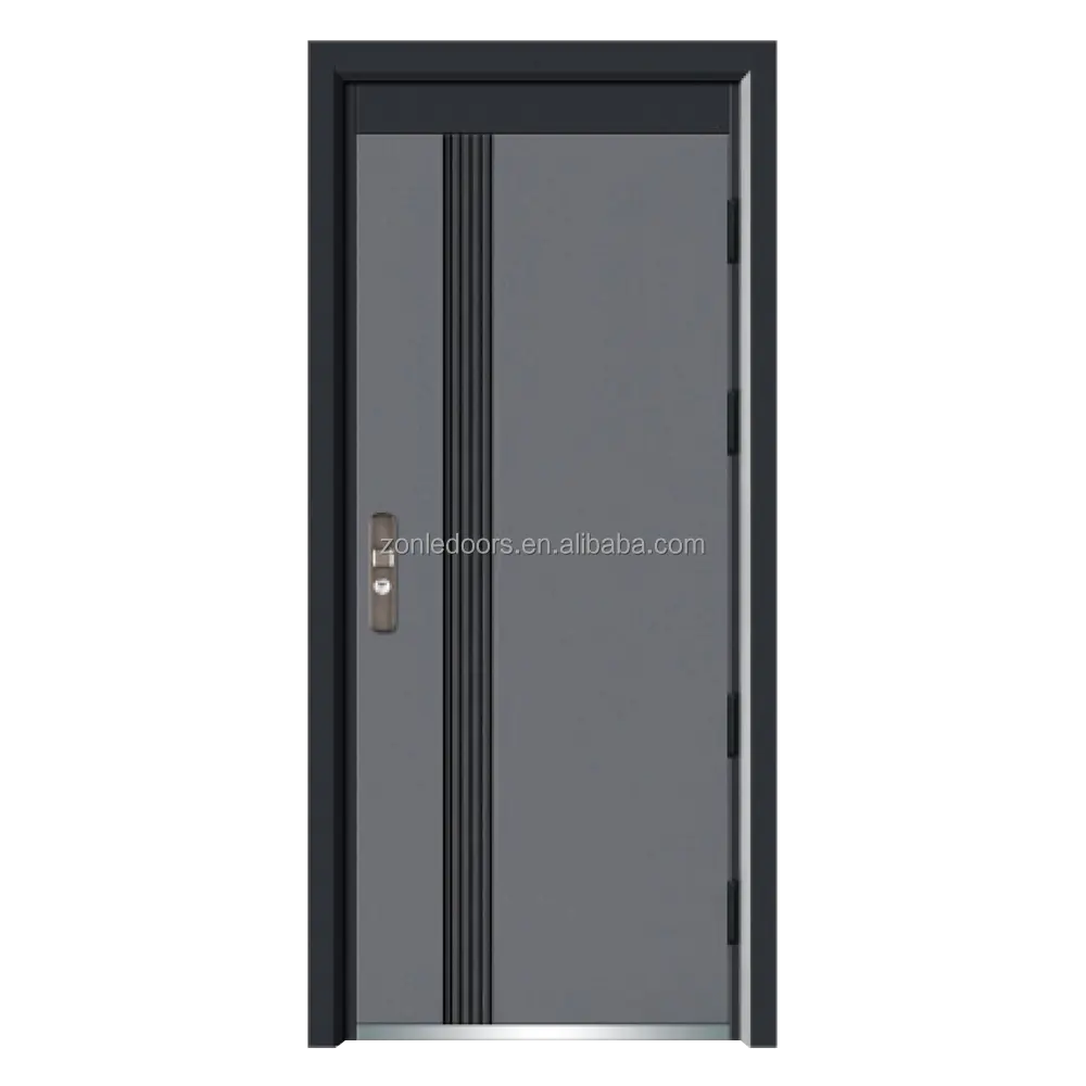 Puerta fabricante chino entrada frontal de seguridad de acero exterior de metal otros diseños de puertas principales al ras modelos para casas