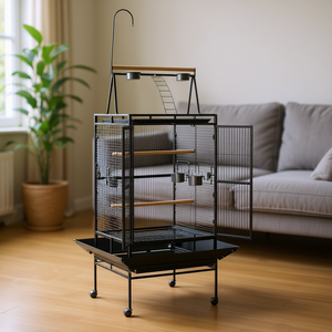 Cage à oiseaux en fer forgé à toit ouvert 32,7 x 31,1 x 82,7 pouces pour calopsites, perruches moine et perruches grises africaines – Fournitures pour oiseaux - Product Image 2