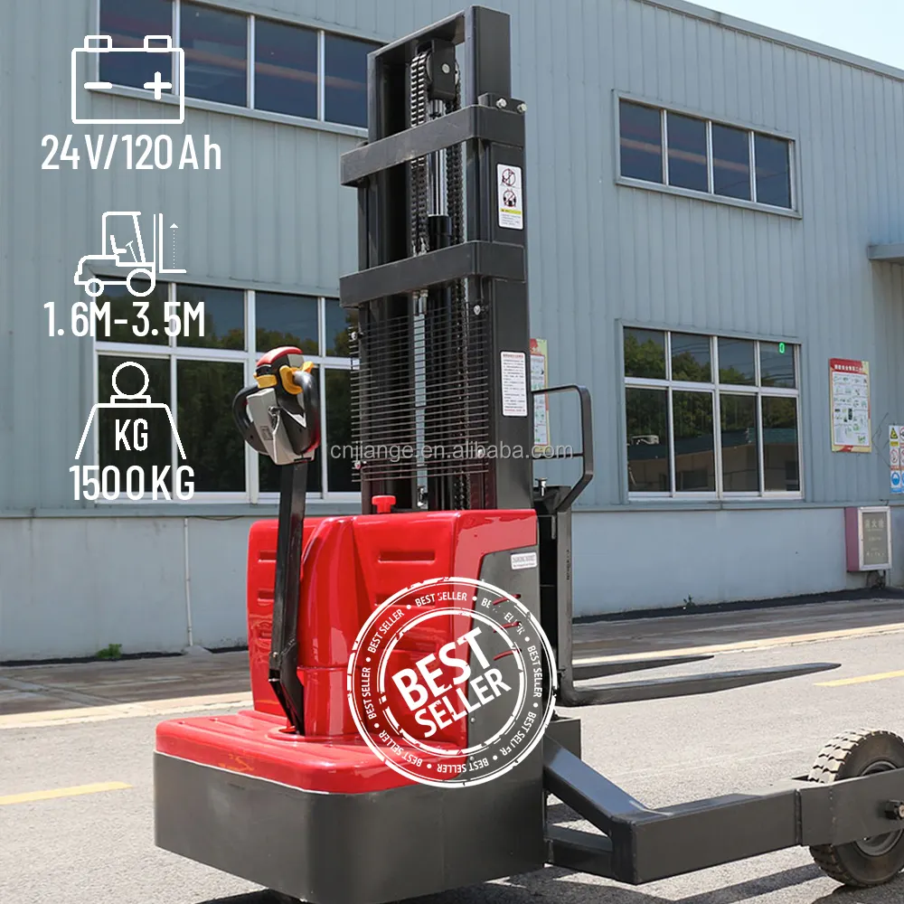 high quality 1000kg 1.0ton walkie straddle electric stacker lifter with adjustable wide legs electric forklift