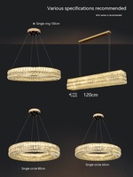 Nouveau modèle nordique moderne luxe maison décorative cristal anneaux dorés lustres en cristal suspensions