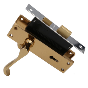 Serrure de porte à bouton à bas prix, fabriquée en Chine, de bonne qualité, avec poignée à levier, plaque de fixation, ensemble de sécurité et clés - Product Image 1