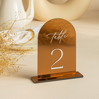 Numéros de table personnalisés en acrylique argenté en forme d'arche pour mariage, faveur de fête, fiançailles, décoration de célébration