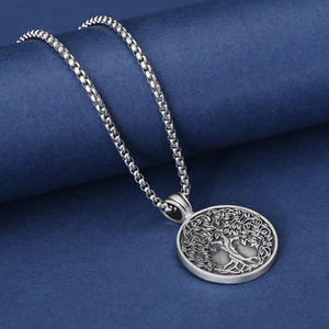 Collar con colgante de árbol de la vida de plata antigua, joyería de lata, nuevo tipo, fundición de joyería - Product Image 4