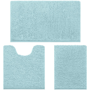Bathroom Rugs Set Absorbent Chenille Polyester Bath Mats Plush Non-Slip <b>Thick</b> Home Use - Product Image 1