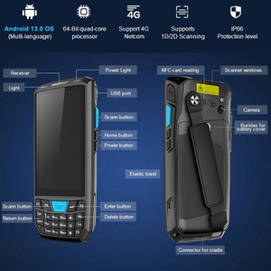 Thiết bị cầm tay pdaterminal Android 13 4.5inch màn hình cảm ứng 2D Máy quét mã vạch 4G LTE Wi-Fi GPS gồ ghề 16GB Rom IP68 NFC thu thập dữ liệu - Product Image 3
