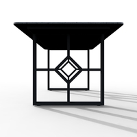 Table de salle à manger extérieure en métal pour restaurant, plateau en marbre, trépied en acier au carbone, mobilier de salle à manger écologique pour jardins et hôtels