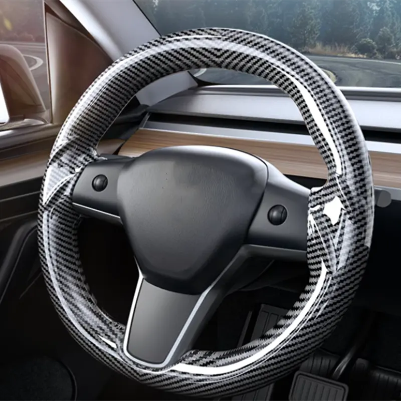 PU-Leder Auto-innenzubehör Lenkradabdeckung für Tesla Modell 3 /Modell Y