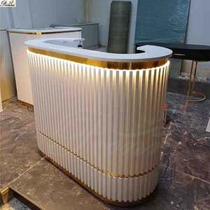 Lujo moderno diseño único salón de uñas blanco mesa de recepción <span class=keywords><strong>para</strong></span> la venta - Product Image 2