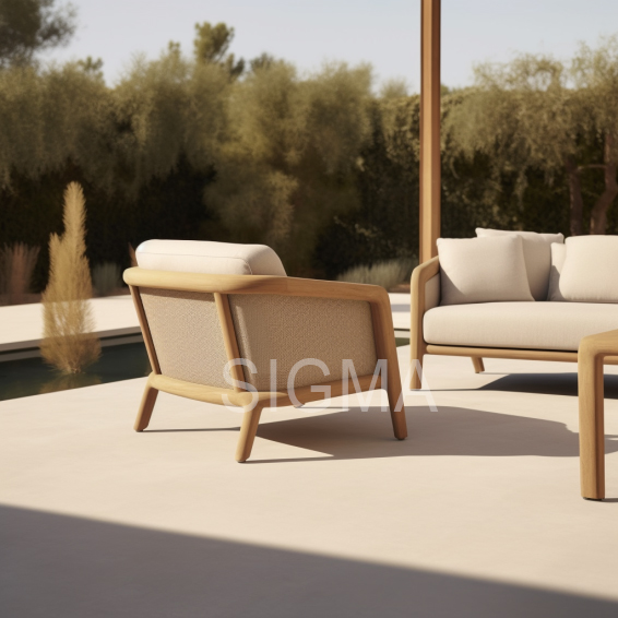 Modern Weathered Teak Patio Set Outdoor Furniture Teak Wood Lounge Chair