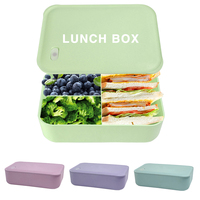 Boîte à lunch écologique en fibre de bambou à 3 compartiments, sans BPA, étanche, compatible micro-ondes, pour l'école et le bureau