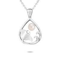 Collier pendentif en argent sterling 925 avec coquillage marin et perle d'eau douce