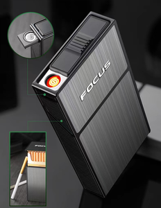 Briquet USB électrique rechargeable avec logo personnalisé à <span class=keywords><strong>prix</strong></span> abordable Étui à cigarettes en métal rechargeable avec briquet - Product Image 1