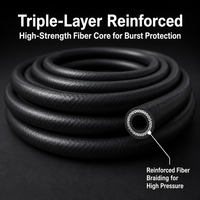 Tuyau flexible en caoutchouc souple de 2 pouces (50 mm) renforcé de fibres tressées, pour le transfert d'eau et de fluides, usage industriel et agricole, noir, anti-UV, résistant à la coupure