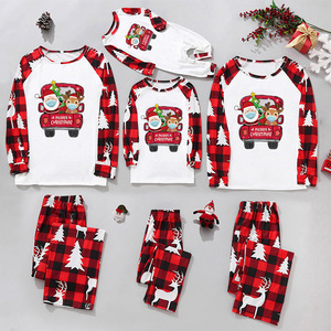 Pijamas de Natal Personalizados em Branco e Xadrez Vermelho, Conjunto de Pijamas de Natal para Família - Product Image 2