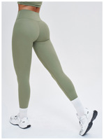 Leggings de yoga et d'exercice personnalisables en nylon respirant, taille haute, avec coutures latérales et effet push-up pour les hanches