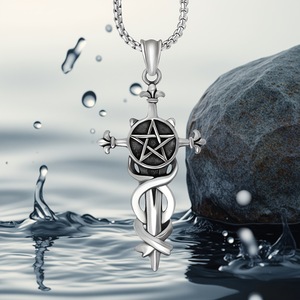 Five Pointed Star Sword Pendant For Men Stainless Steel <b>Cross</b> Necklace SP509 Gift Jewelry - Product Image 4