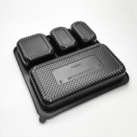 Barquette alimentaire carrée à 4 compartiments, écologique, jetable, de qualité alimentaire, avec logo, compatible micro-ondes, pour restauration rapide, en PP, couleur personnalisable, pour plats à emporter