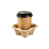 Plateau jetable pour café, lait, thé à emporter, porte-gobelet individuel en pulpe