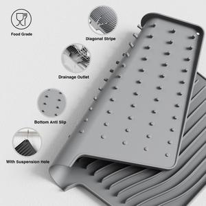 Modern Design Silicone Dish <strong>Drain</strong> <strong>Board</strong> Counter Top Dryer with Slope Guide for Home Kitchen Insulation Plate for Tableware - Product Image 4