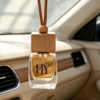 Pendentif diffuseur de parfum pour voiture, flacon en verre miniature avec bouchon en bois, à suspendre dans l'habitacle